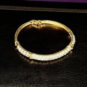 Vintage 2000 Avon Goldtone and Rhinestone Bracelet Bangle with Hinged Clasp